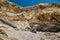 Kayaks on the beach. Beach access at Pismo Beach, beautiful Central Coast of California.