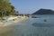 Kayaks on the beach at Pusser`s Marina Cay, Marina Cay, BVI