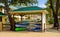 Kayaks at a beach resort in the grenadines