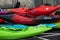 Kayaks, colorful kayaks on display, Limerick, Ireland August,07,2022