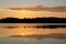 Kayaks on the lake at sunset