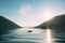 Kayaks in the lake. Tourists kayaking on the Bay of Kotor, near