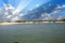 Kayaks lined up on the beach off of New Pass in Bonita Springs