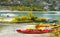 Kayaks River Autumn Landscape