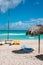 Kayaks and sailing boats on a tropical beach in Varadero