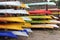 Kayaks in stack