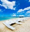 Kayaks at Wolmar beach. Mauritius