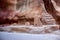 Kayon Sik. Close-up of the intricately shaped canyon walls and winding road. Petra Jordan