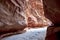 Kayon Sik. Close-up of the intricately shaped canyon walls and winding road. Petra Jordan