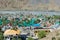 Kaza town view from Sakya Kaza Monestry in Kaza, Spiti, Himachal Pradesh, India