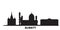 Kazakhstan, Almaty city skyline isolated vector illustration. Kazakhstan, Almaty travel black cityscape