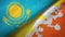 Kazakhstan and Bhutan two flags textile cloth, fabric texture