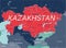 Kazakhstan country detailed editable map
