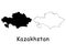 Kazakhstan Country Map. Black silhouette and outline isolated on white background. EPS Vector