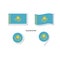 Kazakhstan flag logo icon set, rectangle flat icons, circular shape, marker with flags