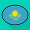 Kazakhstan flag speech bubble, social media communication sign,