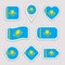 Kazakhstan flag vector stickers set. Different geometric shapes. Flat style. Kazakh flags collection. can use for sports