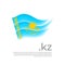 Kazakhstan flag. Vector stylized design national poster on a white background. Kazakh flag painted with abstract brush strokes, kz