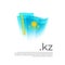 Kazakhstan flag. Vector stylized national design on white background. Kazakh flag painted with abstract brush strokes, kz domain,