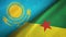 Kazakhstan and French Guiana two flags textile cloth, fabric texture
