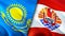 Kazakhstan and French Polynesia flags. 3D Waving flag design. Kazakhstan French Polynesia flag, picture, wallpaper. Kazakhstan vs