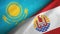Kazakhstan and French Polynesia two flags textile cloth, fabric texture