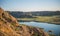 Kazakhstan Ili river view. Beautiful steppe landscape