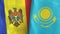 Kazakhstan and Moldova two flags textile cloth 3D rendering