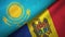 Kazakhstan and Moldova two flags textile cloth, fabric texture