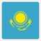 Kazakhstan square flag button, social media communication sign,