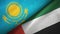 Kazakhstan and United Arab Emirates two flags textile cloth, fabric texture