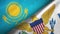 Kazakhstan and Virgin Islands United States two flags textile cloth