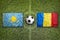 Kazakhstan vs. Romania flags on soccer field