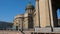 Kazan Cathedral on Nevsky Prospekt, west side. Columns close-up. View from the Griboyedov Canal. Panorama from the base