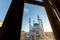 Kazan Kremlin, the Kul-Sharif mosque in the rays of sunset.