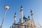 Kazan Kremlin, the Kul-Sharif mosque in the rays of sunset.