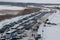 Kazan, Russia - 28 february 2017 - Sviyazhsk Island - Parking with snow covered cars - carnival celebration