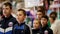 Kazan, Russia, 8 april 2017, Palace of single combats `Ak Bars` Kids karate competition WKF - boys sportsmen sing the