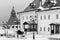 Kazan, Russia. Buildings in the Kremlin courtyard. Black-and-white image.