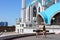Kazan, Russia - June 20 2021 - beautiful view of the Kul-Sharif mosque during sunny summer day in Kazan kremlin. Islamic architect