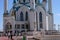 Kazan, Russia - June 20 2021 - beautiful view of the Kul-Sharif mosque during sunny summer day in Kazan kremlin. Islamic architect