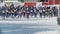 KAZAN, RUSSIA - MARCH, 2018: Skiers teenagers at the start on cross-country skiing