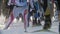 Kazan, Russia - March, 2018: slow motion large professional ski race with a lot of participants