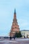 Kazan, Russia, Republic of Tatarstan - December 31, 2017: Kazan Kremlin. The Watch tower and the church.