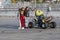 KAZAN, RUSSIA-SEPTEMBER 26, 2020: An ATV driver performs a circular drift around the spectators celebrating the closing of the