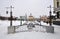 Kazan Tatarstan Saint-Petersburg street with fake bridges rotunda winter snow