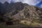 Kazbegi national park panorama in caucasus