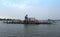 The Kazungula pontoon ferry over the Zambezi River between Botswana and Zambia