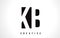 KB K B White Letter Logo Design with Black Square.