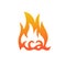 Kcal fire icon. Gradient color kilocalories sign. Calorie burn symbol.